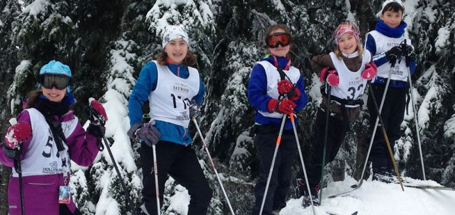 A group of young skiers